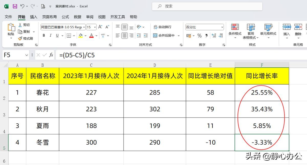 今年比去年同比增长怎么算（Excel同比增长用什么函数？别把简单的问题想复杂了！）(图8)
