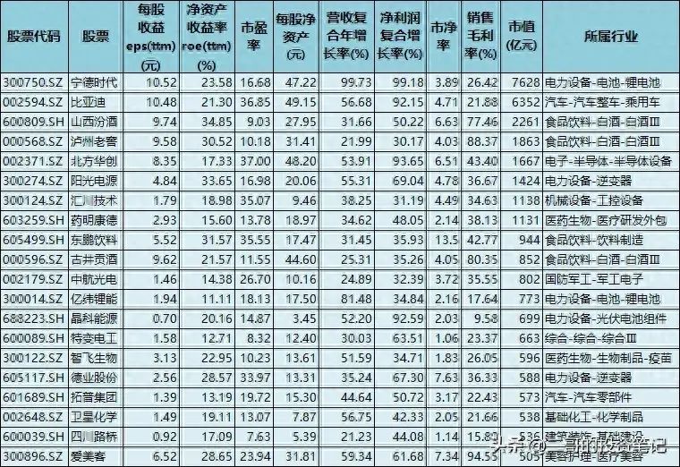 白马股票有哪些（100只白马龙头股，创收能力超强，净资产收益ROE超高，业绩暴增）(图1)