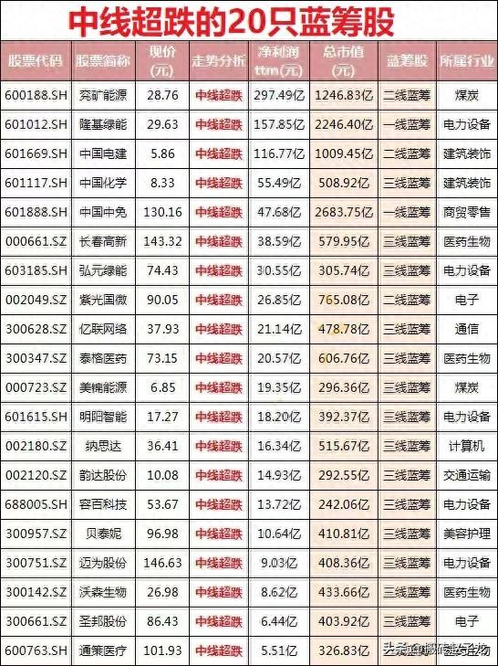 蓝筹股有哪些股票（最具价值的20只超跌蓝筹股！）(图1)